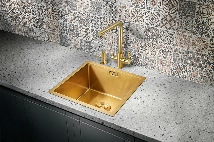 Кухонная мойка MILACIO Denia 44 Steel MC.77438 золото