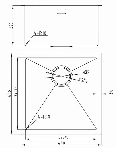 Кухонная мойка MILACIO Denia 44 Steel MC.77438 золото