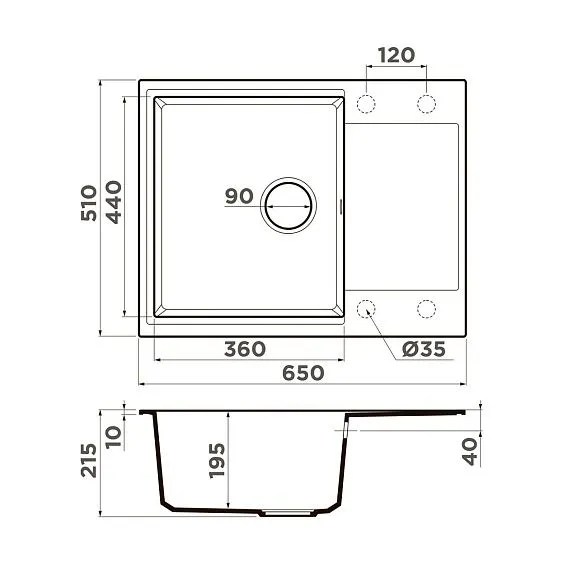 Кухонная мойка OMOIKIRI Daisen 65-ES (4997496)