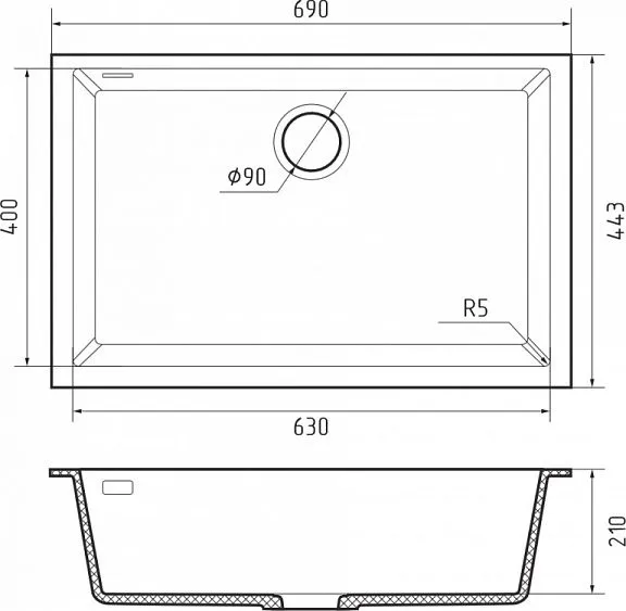 Кухонная мойка RIVELATO STRIA 6963 Calcestruzzo