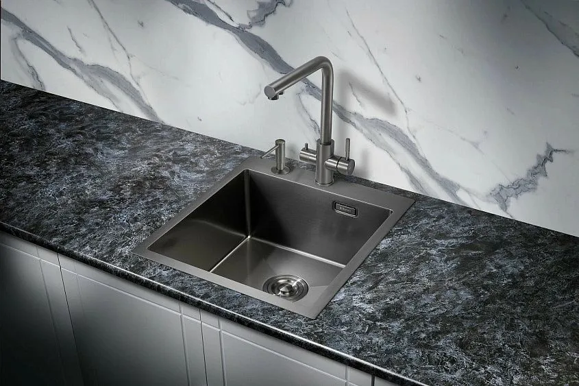 Кухонная мойка MILACIO Denia 46 Steel MC.77479 вороненая сталь