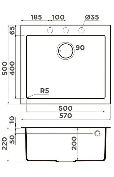 Кухонная мойка OMOIKIRI Bosen 57A-MO (4997465)