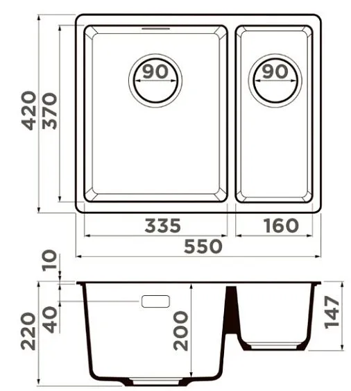 Кухонная мойка OMOIKIRI Kata 55-2-U-WH (4997526)
