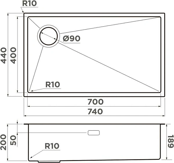 Кухонная мойка OMOIKIRI Taki 74-U/IF-L Side GB (4997473)