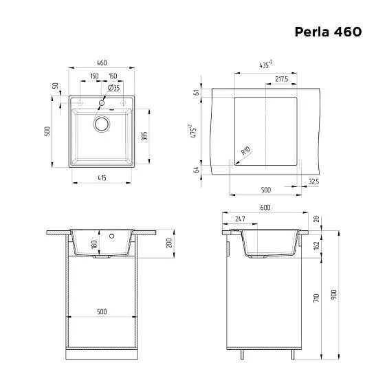 Кухонная мойка MAUNFELD Perla 460 MFQS-460BG бежевый