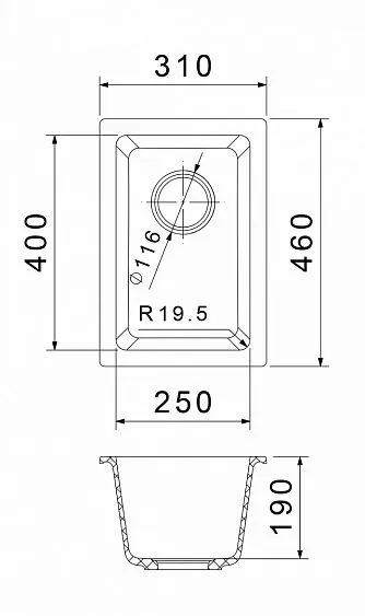 Кухонная мойка RIVELATO BERKANA 25 antracite