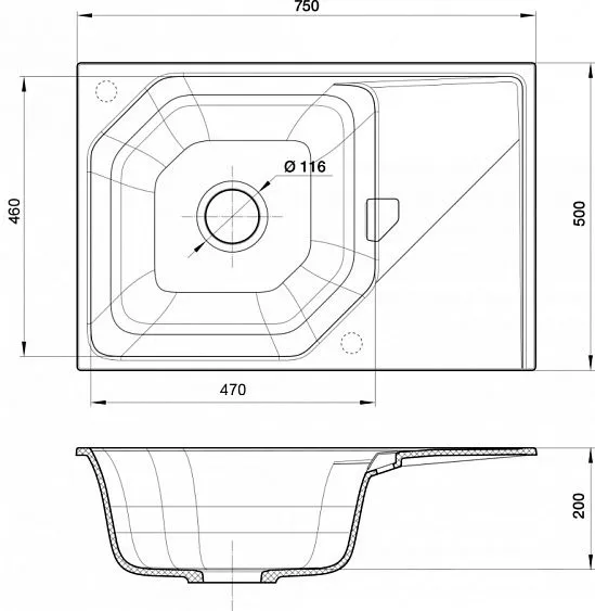 Кухонная мойка RIVELATO LOCUS 75 nero