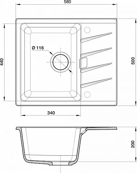 Кухонная мойка RIVELATO RAUM 58 topazio