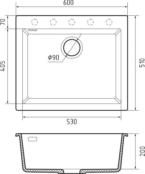 Кухонная мойка RIVELATO ZENO 6051 Nero profondo