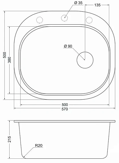 Кухонная мойка EMAR EMQ-1570.C антрацит
