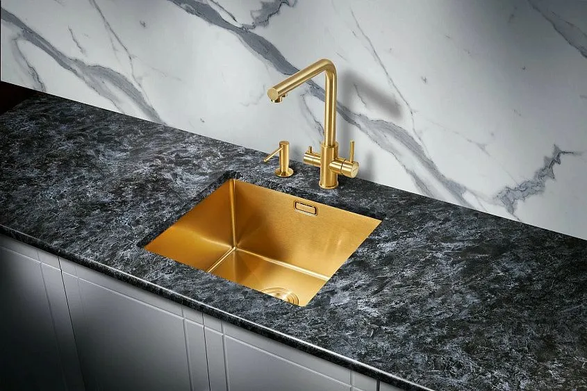 Кухонная мойка MILACIO Denia 48 Steel MC.77448 золото