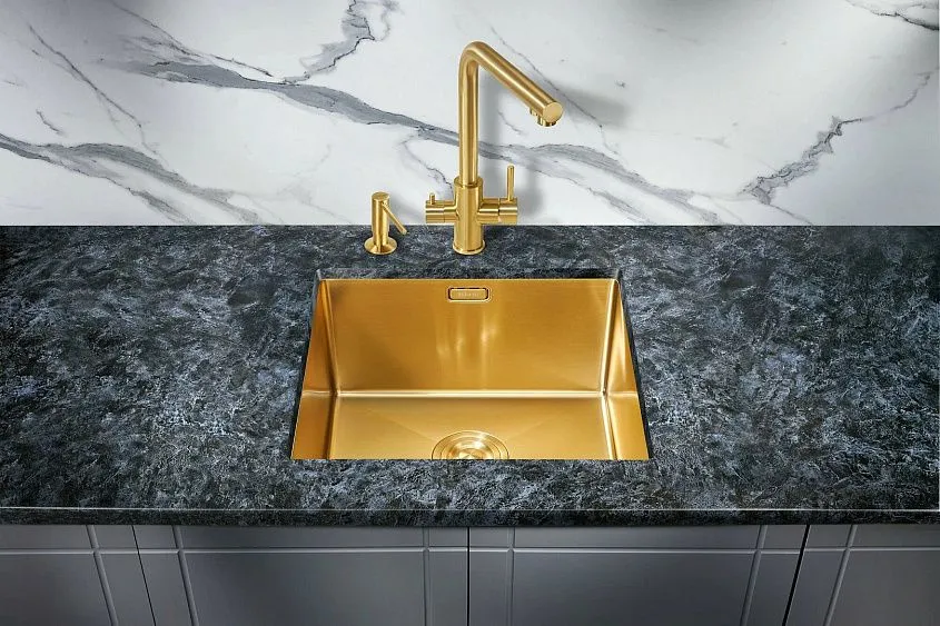 Кухонная мойка MILACIO Denia 48 Steel MC.77448 золото