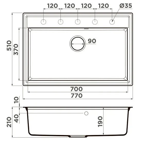 Кухонная мойка OMOIKIRI Daisen 77-WH (4997538)
