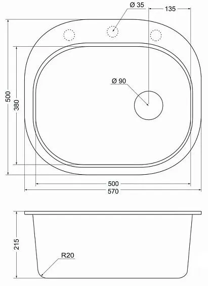 Кухонная мойка EMAR EMQ-1570.C берилл