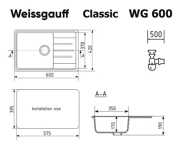 Кухонная мойка WEISSGAUFF WG 60001 Classic White