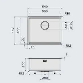 Кухонная мойка FALMEC COMO 50 CM PVD GUN METAL (SCO5000F.00#PPF)