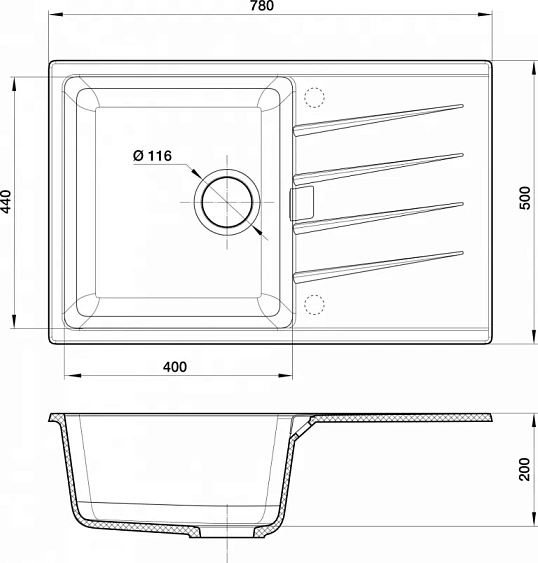 Кухонная мойка RIVELATO RAUM 78 antracite