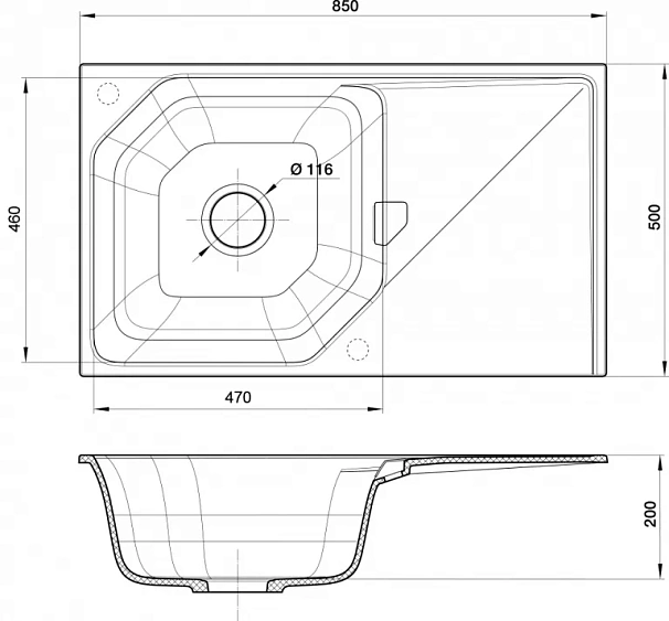 Кухонная мойка RIVELATO LOCUS 85 antracite