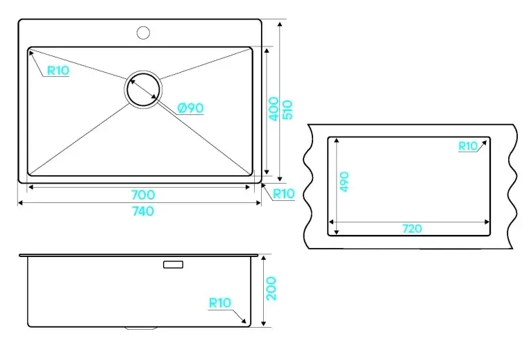 Кухонная мойка KUCHENSTERN WERK 80 нержавеющая сталь