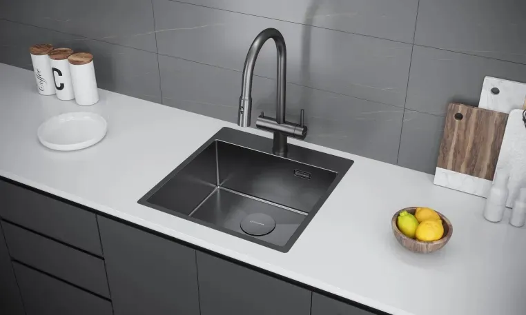 Кухонная мойка KUCHENSTERN WERK 50 вороненая сталь