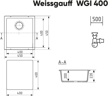 Кухонная мойка WEISSGAUFF WGI 40002 Beige