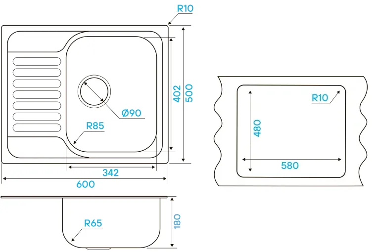 Кухонная мойка KUCHENSTERN BASIS 45 нержавеющая сталь