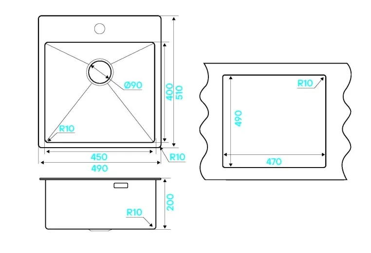Кухонная мойка KUCHENSTERN WERK 50 вороненая сталь