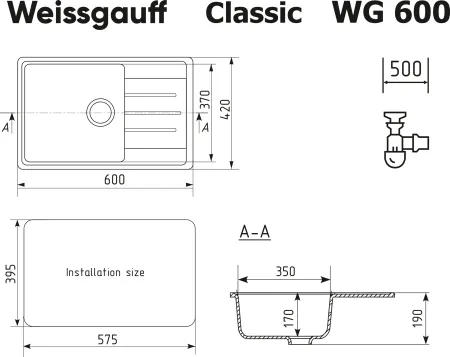 Кухонная мойка WEISSGAUFF WG 60001 Classic White