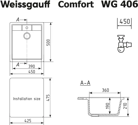 Кухонная мойка WEISSGAUFF WG 406310 Comfort Cold Grey