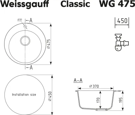 Кухонная мойка WEISSGAUFF WG 47501 Classic White