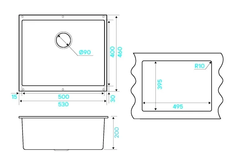 Кухонная мойка KUCHENSTERN UNDER 60 антрацит