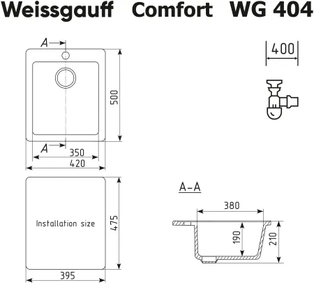 Кухонная мойка WEISSGAUFF WG 404310 Comfort Cold Grey