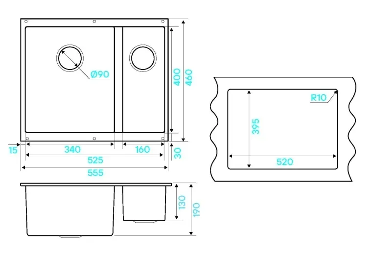 Кухонная мойка KUCHENSTERN UNDER 60-2 антрацит