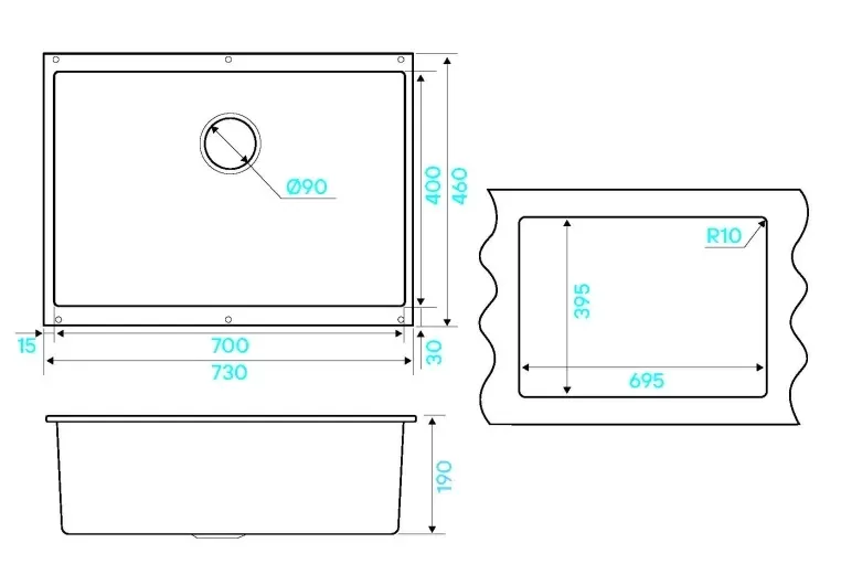 Кухонная мойка KUCHENSTERN UNDER 80 антрацит