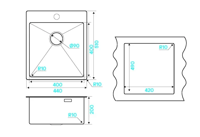 Кухонная мойка KUCHENSTERN WERK 45 вороненая сталь
