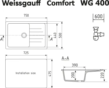 Кухонная мойка WEISSGAUFF WG 400328 Comfort Beige Sand
