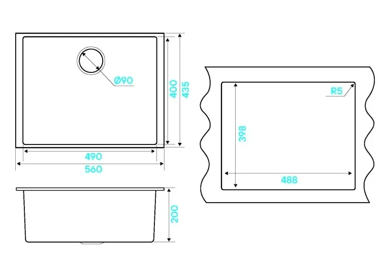 Кухонная мойка KUCHENSTERN SUB 60 черный