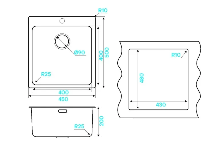 Кухонная мойка KUCHENSTERN HERD 45 нержавеющая сталь