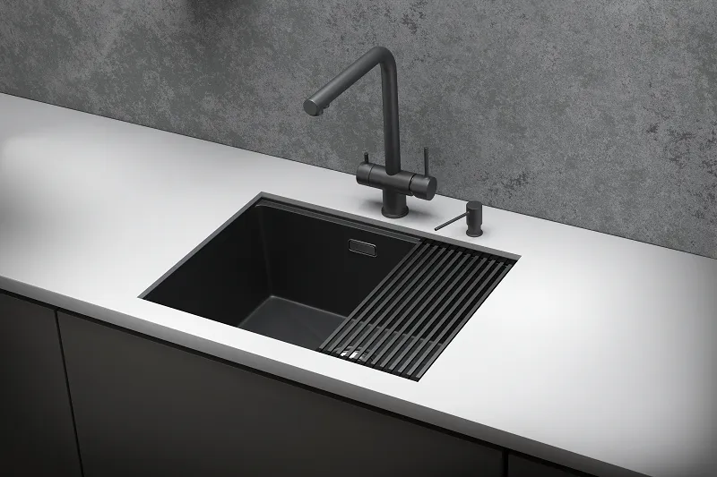Кухонная мойка GRANULA KS-6045U черный/матовый