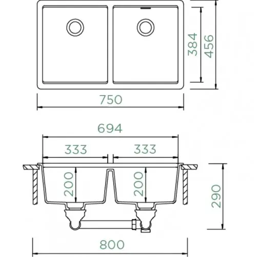 Кухонная мойка SCHOCK Greenwich 80-2 Cristadur магма