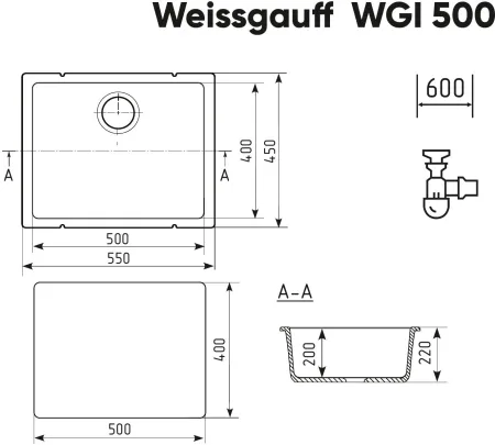 Кухонная мойка WEISSGAUFF WGI 50002 Beige