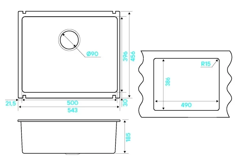 Кухонная мойка KUCHENSTERN SUBKERAM 60 кристальный белый