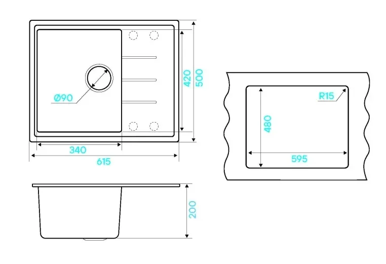 Кухонная мойка KUCHENSTERN FLUG 45 черный