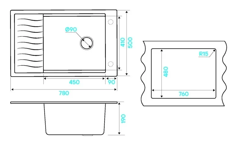 Кухонная мойка KUCHENSTERN BRETT 60 антрацит