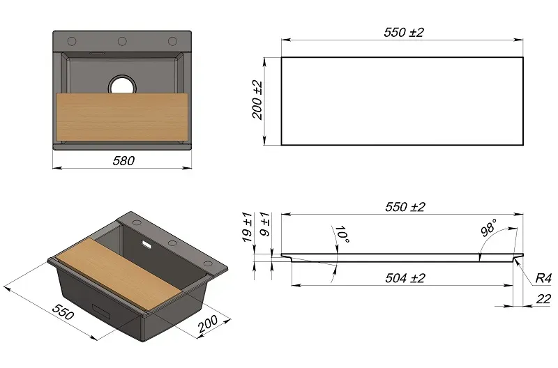 Кухонная мойка GRANULA ES-5804 турмалин