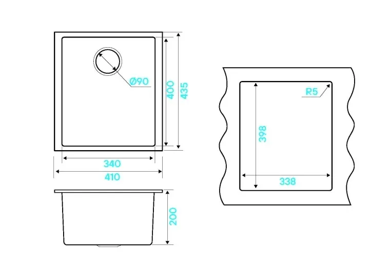 Кухонная мойка KUCHENSTERN SUB 45 антрацит