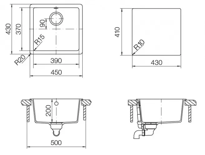 Кухонная мойка SCHOCK 701048 quadro 50 (n-100s) cristalite баварский камень