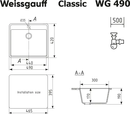 Кухонная мойка WEISSGAUFF WG 49001 Classic White