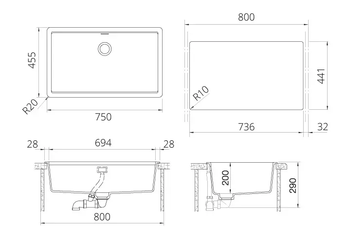 Кухонная мойка SCHOCK Greenwich 80 Cristadur магма
