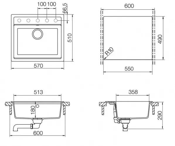 Кухонная мойка SCHOCK vero 60 (n-100) cristadur серебристый камень